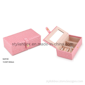 Small Portable Pink Crocodile Jewelry Box (SJ0134)